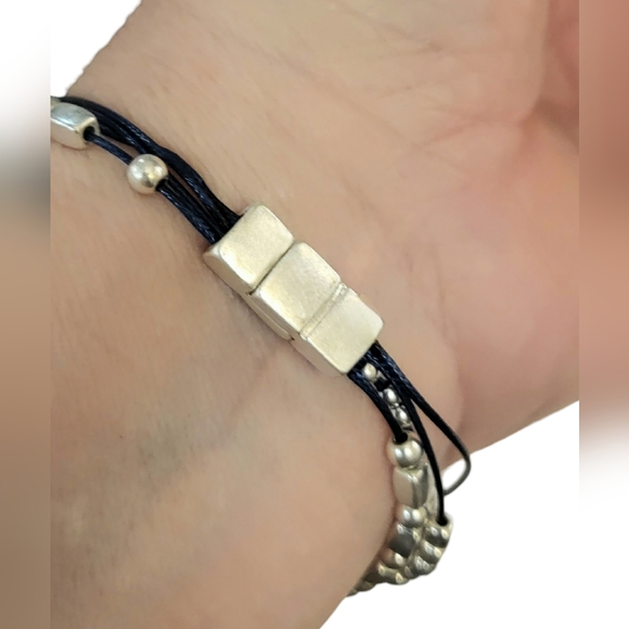 Womens Lapis Lazuli Stone Layered Magnetic Bracelet - Picture 8 of 11